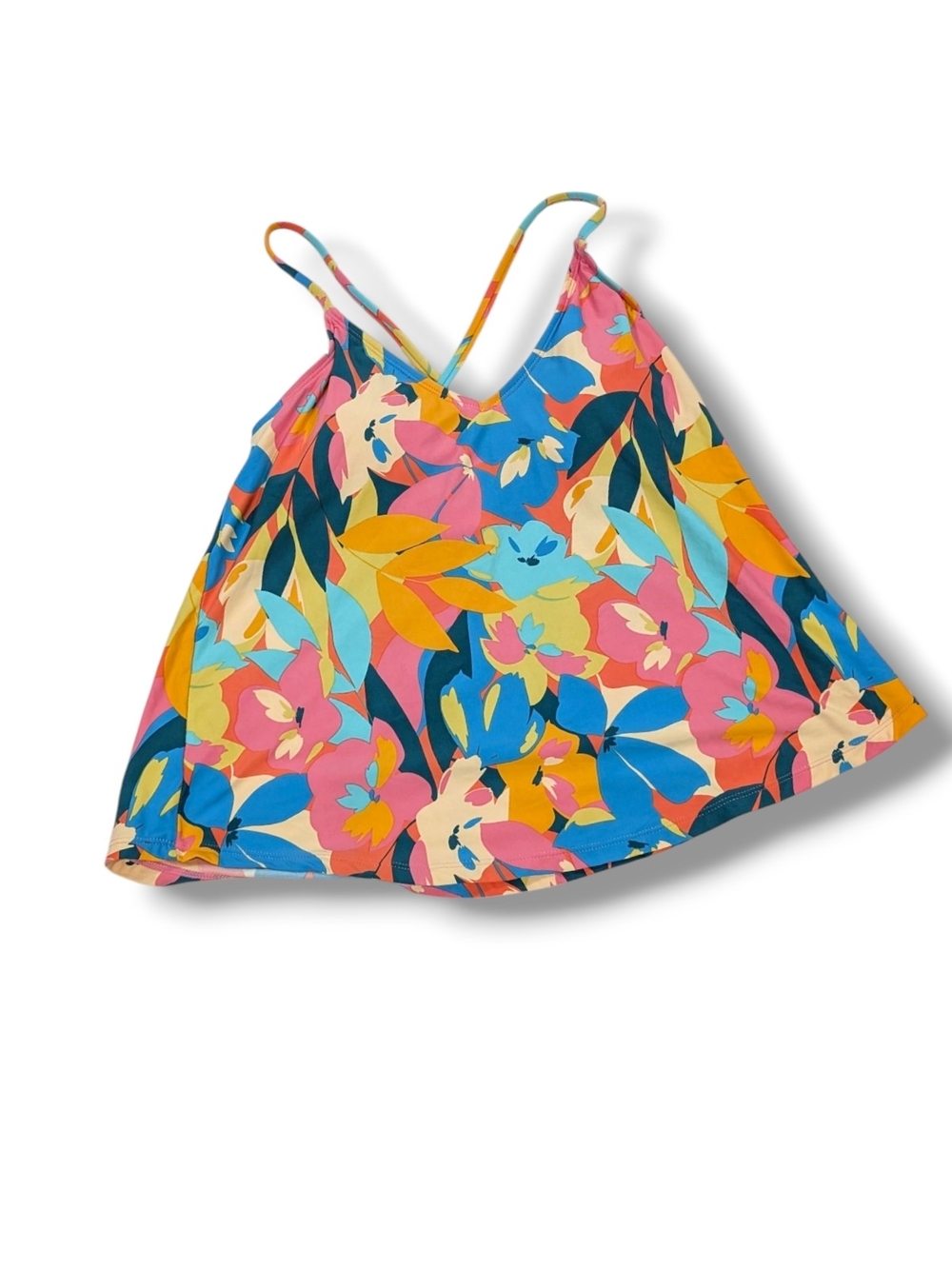 Annie Cole Multicolor Floral Tankini Top - Pink Blue Yellow, Size Sm